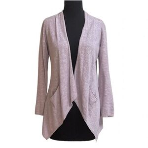 Eileen Fisher Lavender Lightweight Cardigan Sz L 2/4 Purple Cotton Linen Pocket